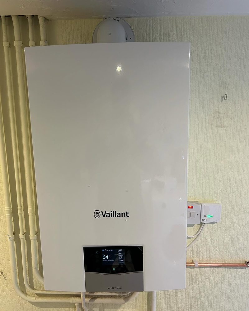 Ideal boiler installed on blockwork by SWW