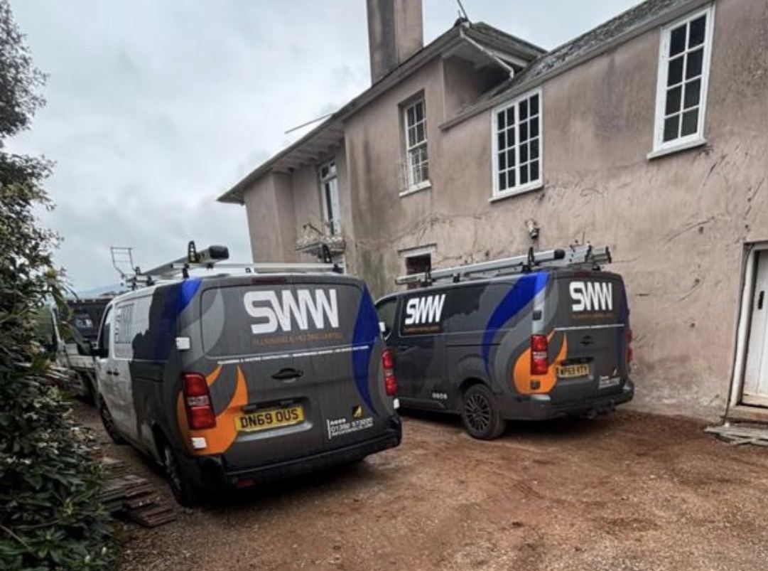 SWW Plumbing & Heating vans on a job in Exeter